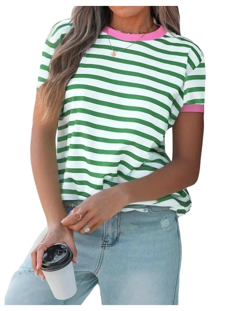 MAKEMECHIC Striped Crewneck Blouse