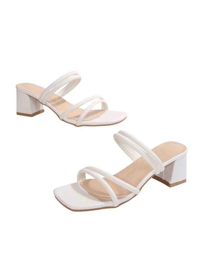 MAKEMECHIC PU Leather Square Open Sandals