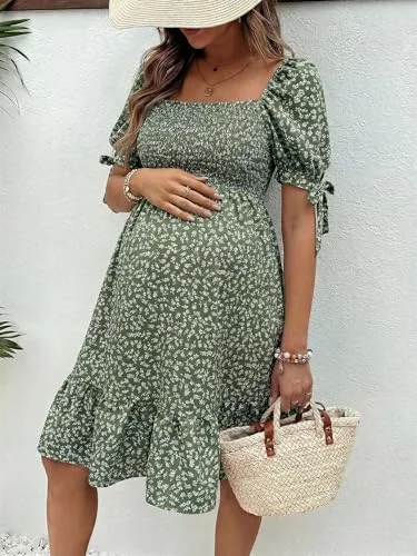 MAKEMECHIC Floral Print Shower Maternity Dress, view 3