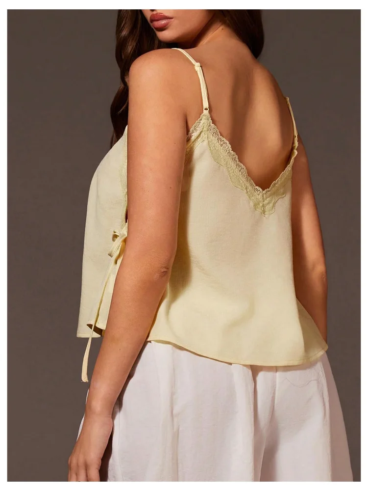 MAKEMECHIC Lace Tie Side Tank Top, view 3
