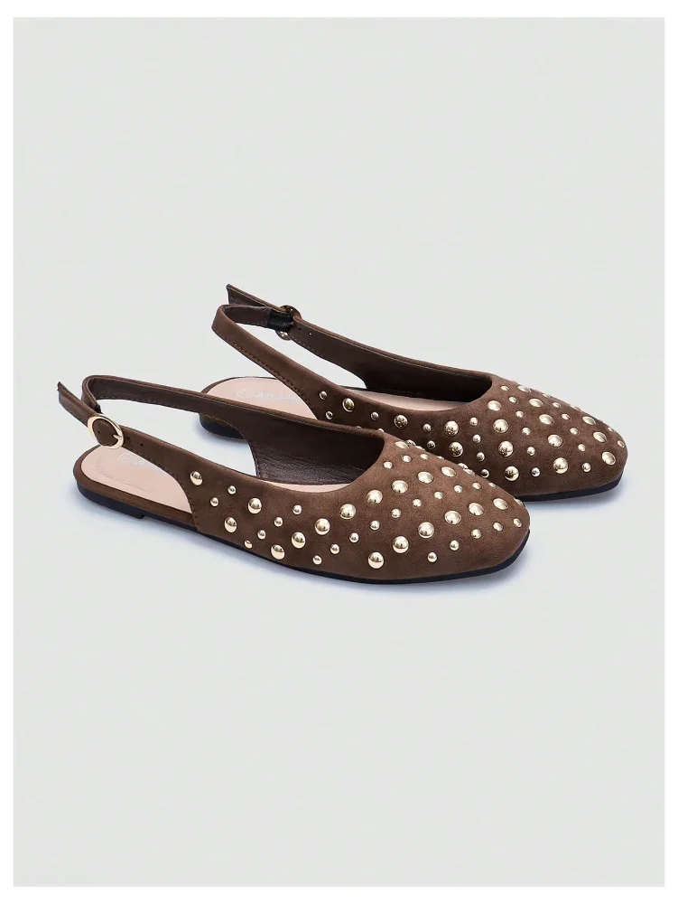 MAKEMECHIC Studded Pointed Toe Flats, view 2