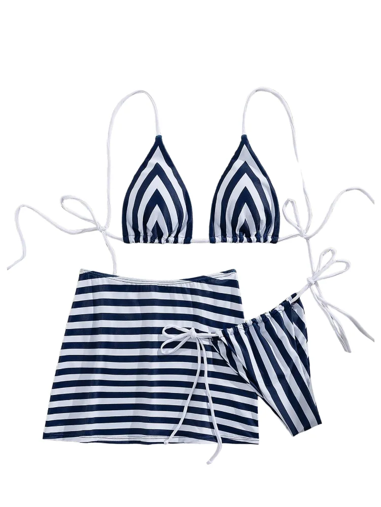 MAKEMECHIC Striped Micro Mini Bikini Set