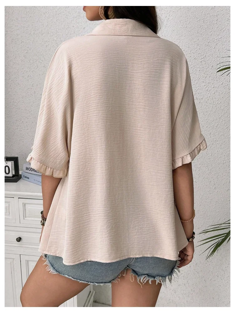 MAKEMECHIC Button Down Peplum Ruffle Maternity Blouse, view 2