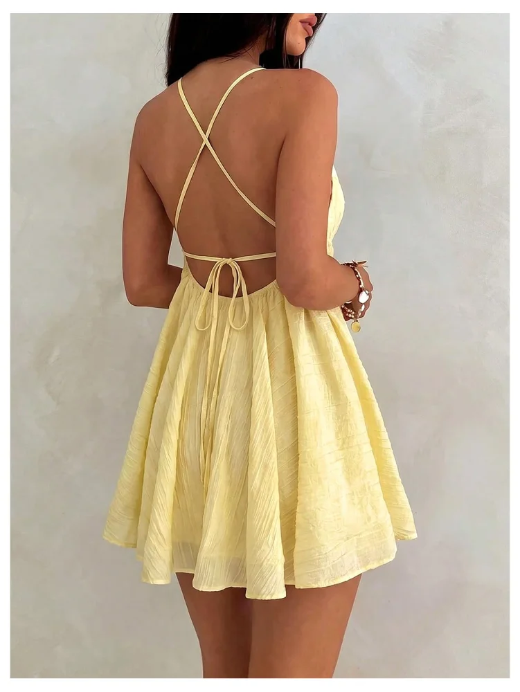 MAKEMECHIC A Line Backless Ruffle Dress, view 2