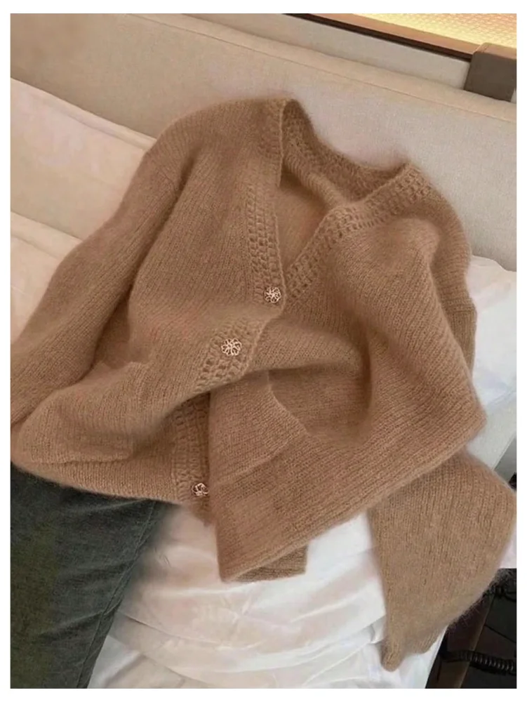 MAKEMECHIC Button Down Long Sleeve V-Neck Cardigan, view 3