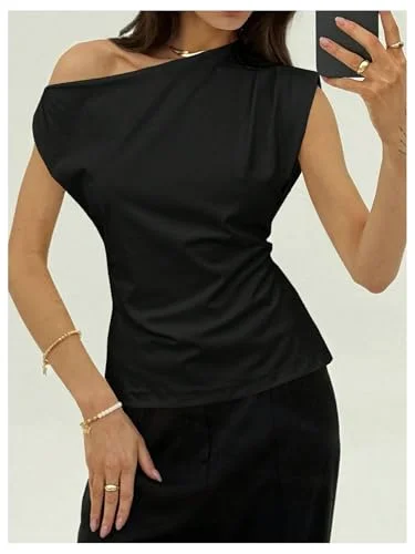 MAKEMECHIC Cinched Waist Asymmetrical Tank Top, view 3