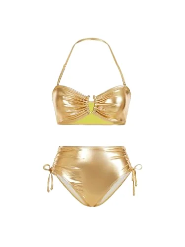 MAKEMECHIC Ruched Bikini Set, solid