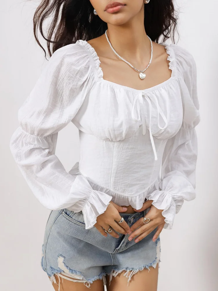MAKEMECHIC Renaissance Pirate Peasant Corset Top, view 3