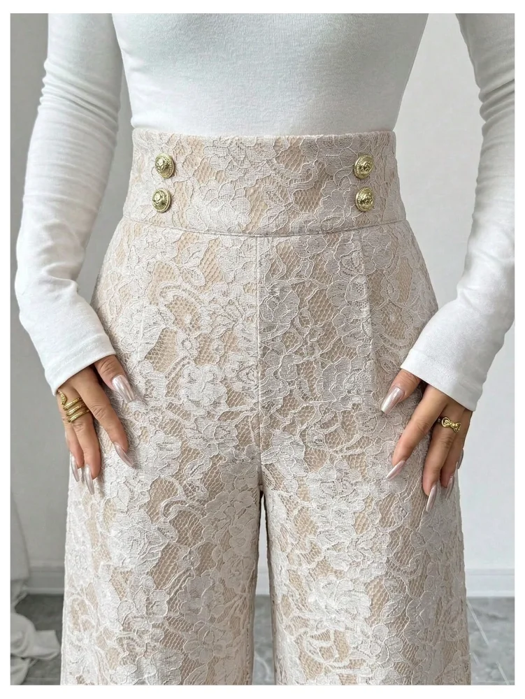 MAKEMECHIC Floral Lace Wide Leg Dress, view 2