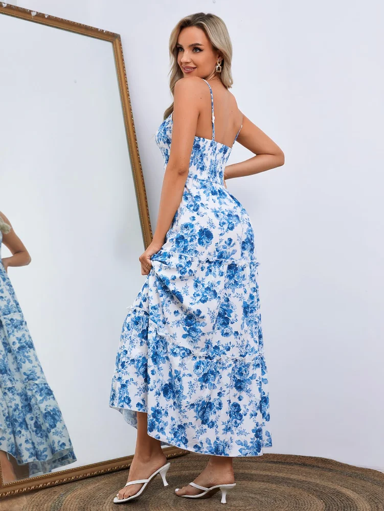 MAKEMECHIC Floral Ruffle Maxi Dress, view 2