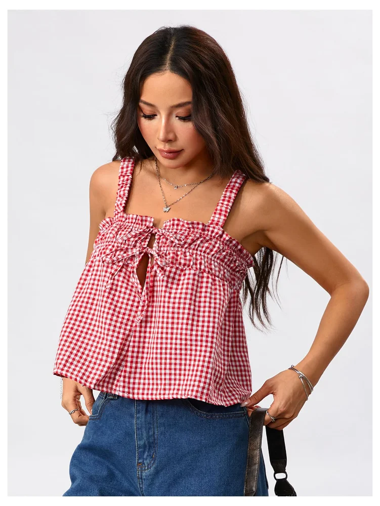 MAKEMECHIC Gingham Sleeveless Tank Top, view 3