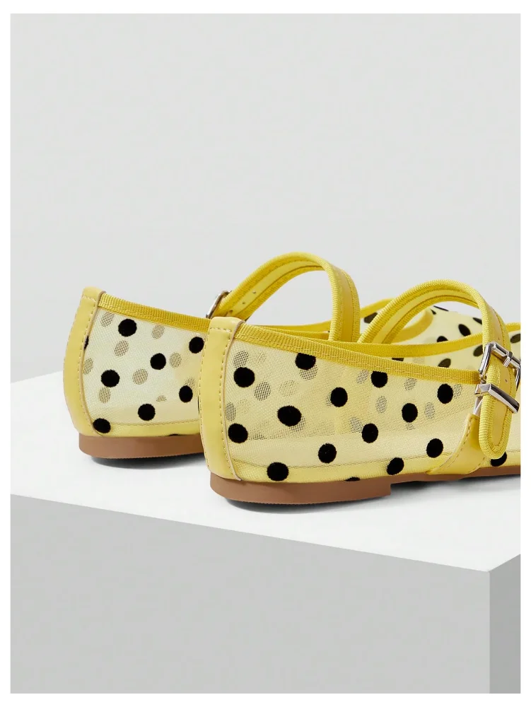 MAKEMECHIC Polka Dot Mesh Ballet Flats, view 3
