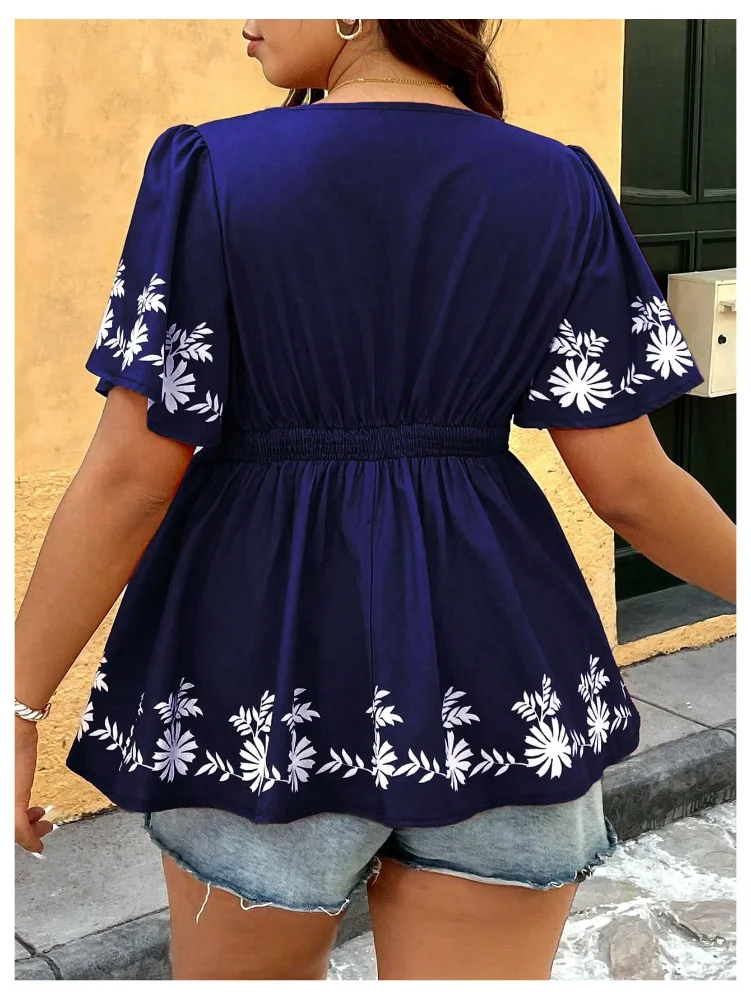MAKEMECHIC Floral Peplum Blouse, view 2