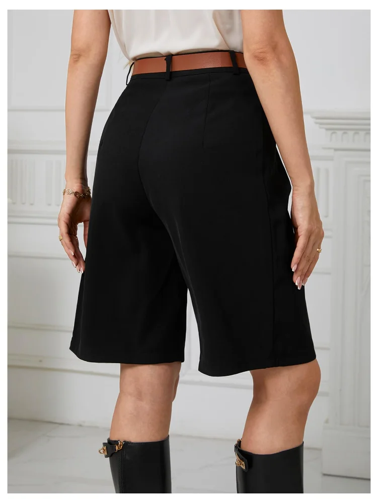 MAKEMECHIC Bermuda Wide Leg High Waisted Shorts, view 3