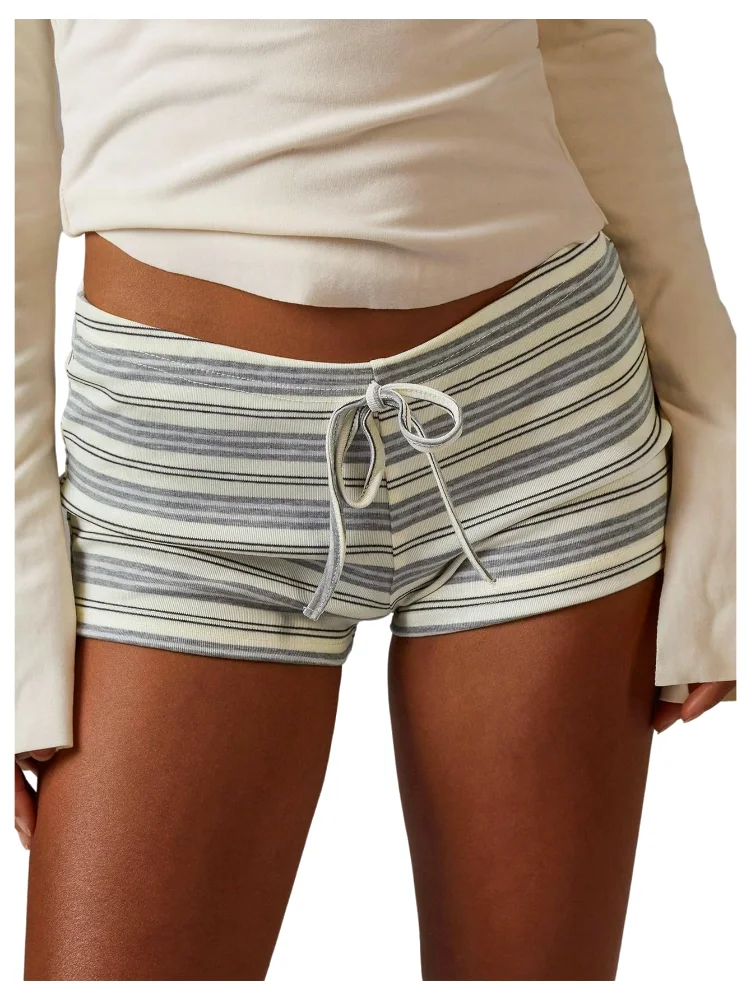 MAKEMECHIC Striped Micro Low Rise Shorts, knit