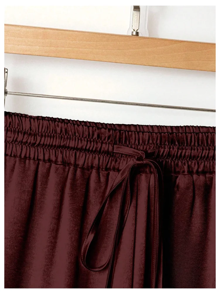 MAKEMECHIC Satin Wide Leg Silk Pants, view 3