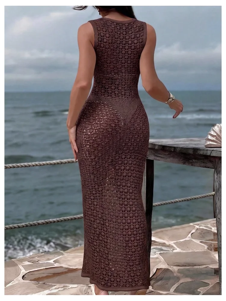 MAKEMECHIC Crochet Maxi Beach Cover-Up, view 2