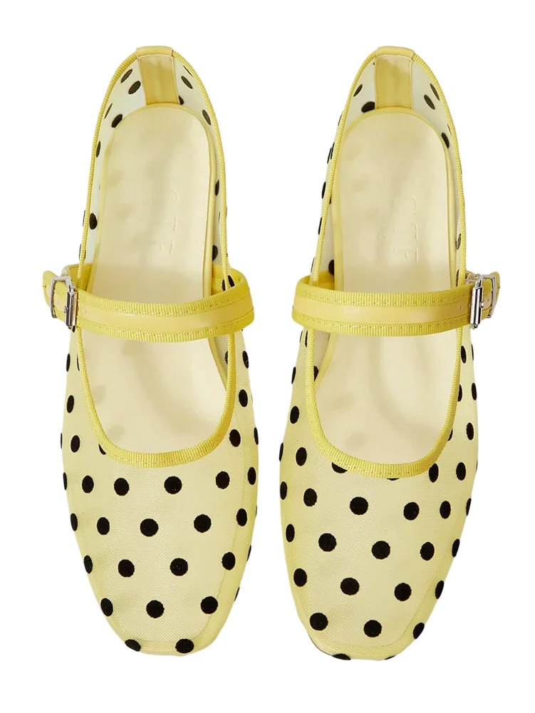 MAKEMECHIC Polka Dot Mesh Ballet Flats