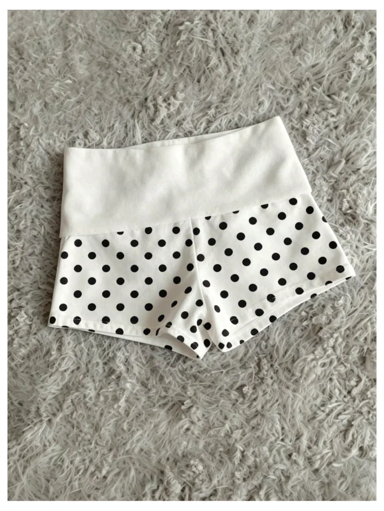 MAKEMECHIC Fold Over Polka Dot Shorts, view 3