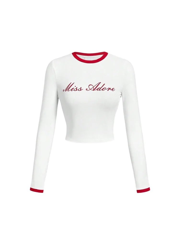 MAKEMECHIC Letter Long Sleeve Crop Top