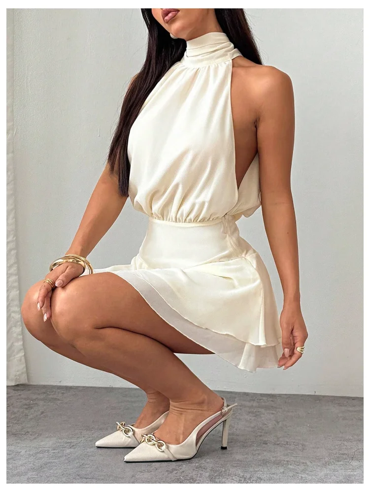 MAKEMECHIC Sleeveless Haler Mock Neck Mini Dress, view 2