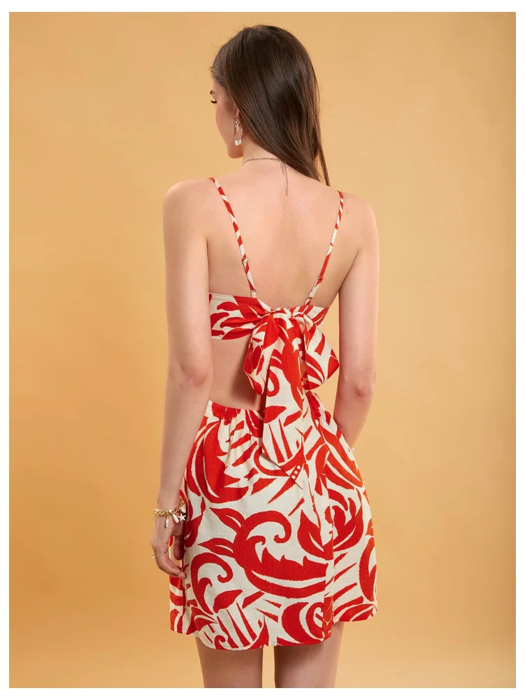 MAKEMECHIC Floral Tropical Cut Out Mini Dress, view 2
