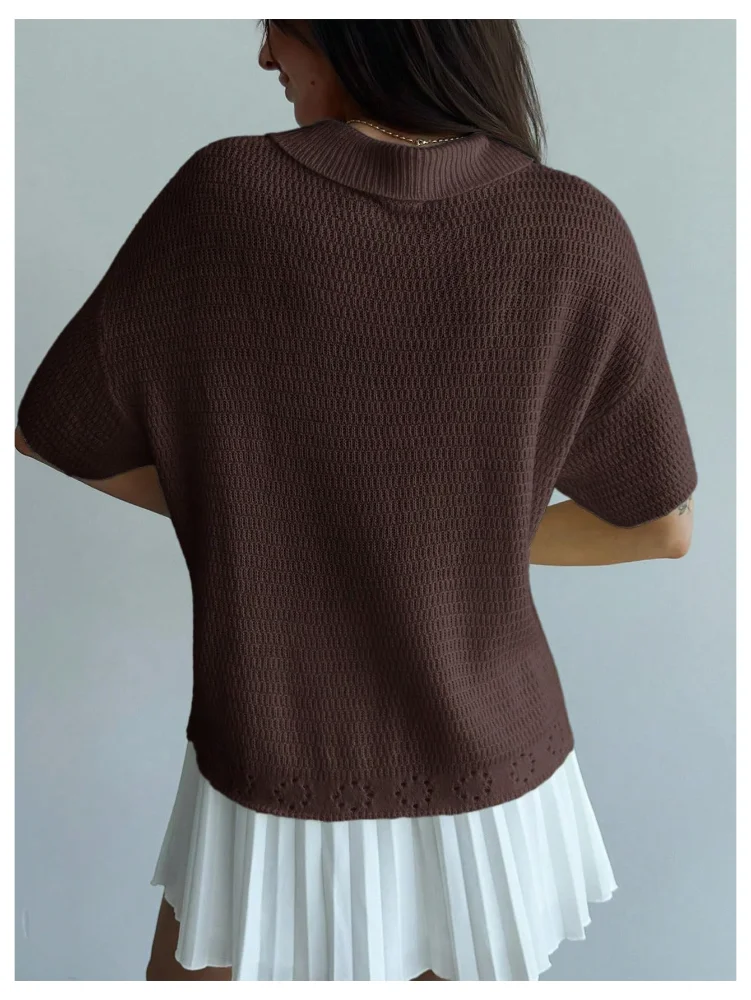 MAKEMECHIC Short Sleeve Collared Weight Cardigan, view 3