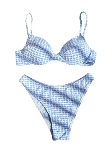MAKEMECHIC Plaid Low Rise Cheeky Bikini Set