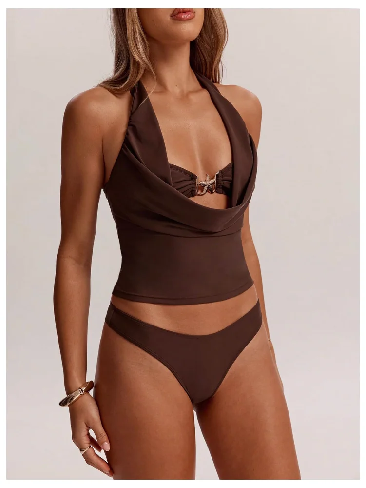 MAKEMECHIC Starfish Draped Tie Tankini, view 3