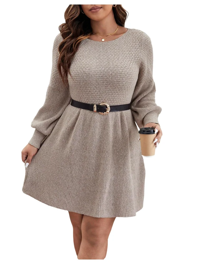 MAKEMECHIC Long Sleeve Crew Neck Jumper Dress