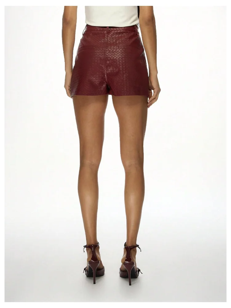 MAKEMECHIC Faux Leather High Waist Straight Leg Shorts, view 2
