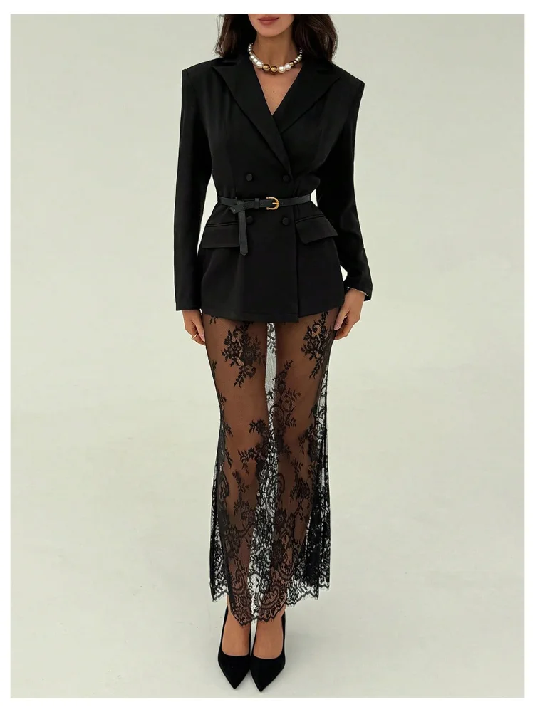 MAKEMECHIC Floral Lace Sheer Beach Cover-Up, view 3