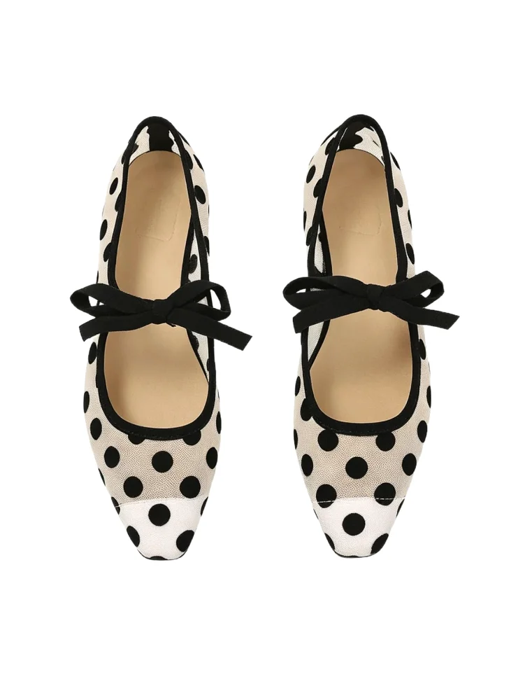 MAKEMECHIC Mesh Polka Dot Ballet Flats