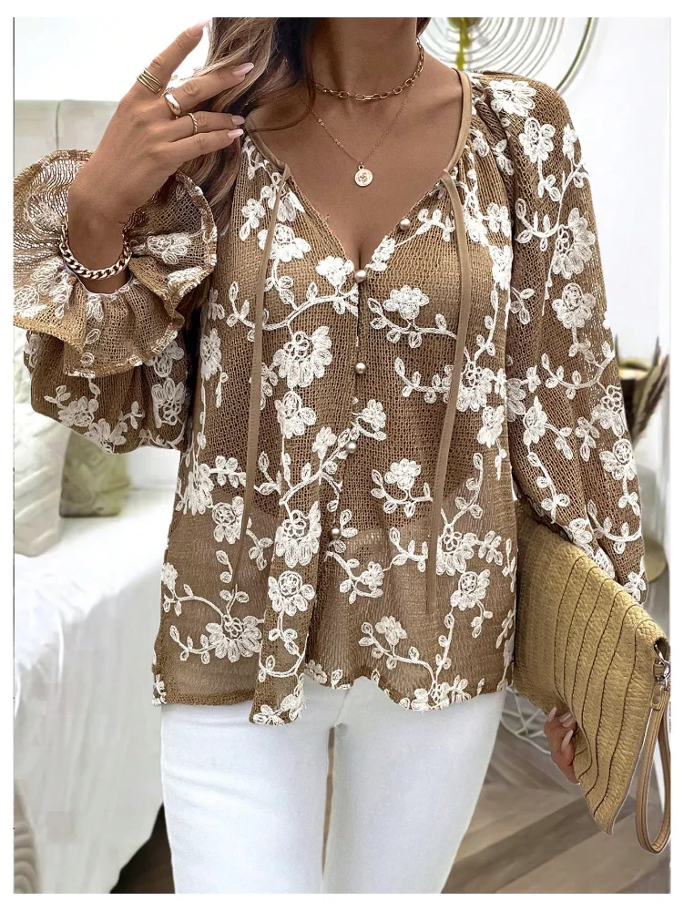 MAKEMECHIC Floral Button Down Long Shirt, view 2