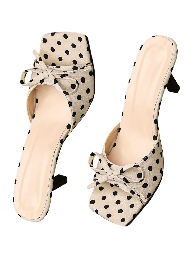 MAKEMECHIC Polka Dot Kitten Heeled Sandals