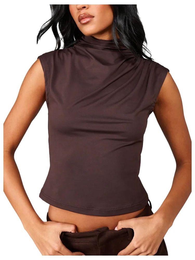 MAKEMECHIC Mock Neck T Sleeveless Shirt