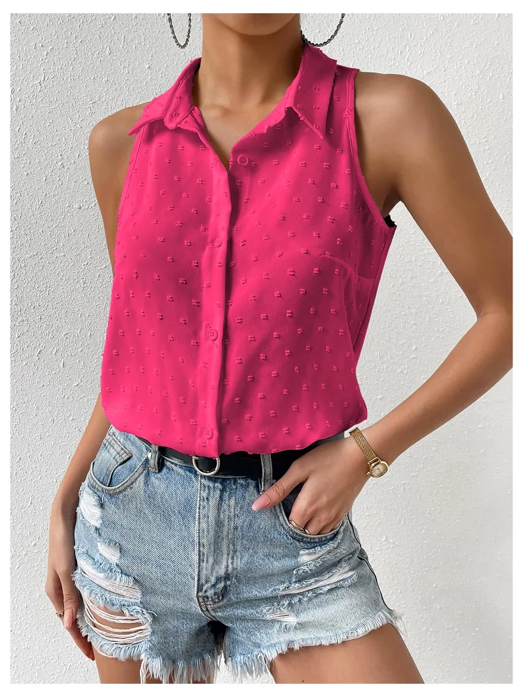 MAKEMECHIC Collared Bodysuit in Hot Pink, view 2