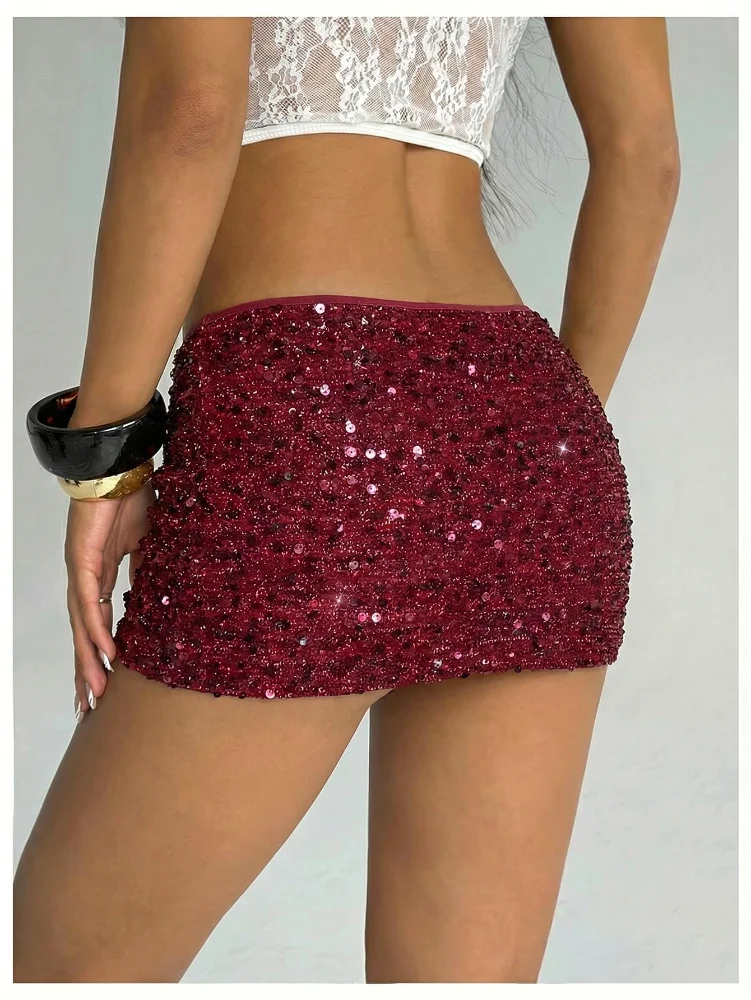 MAKEMECHIC Sequin Sparkly Low Rise Shorts, view 3