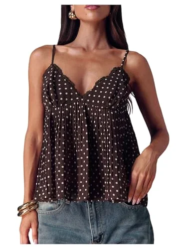 MAKEMECHIC Polka Dot Babydoll Peplum Tank Top