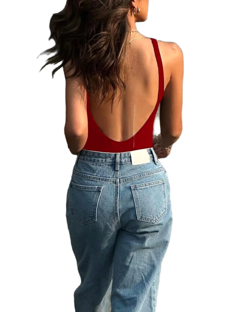 MAKEMECHIC Open Back Low Neck Bodysuit