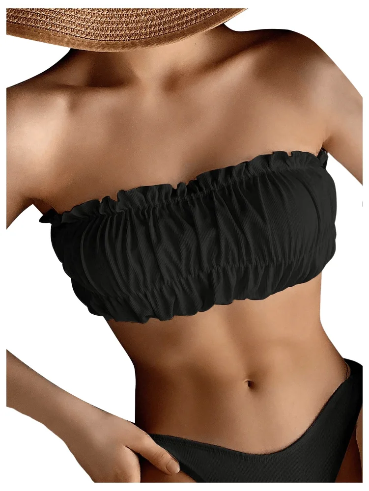 MAKEMECHIC Bandeau Strapless Frill Bikini Set, view 2