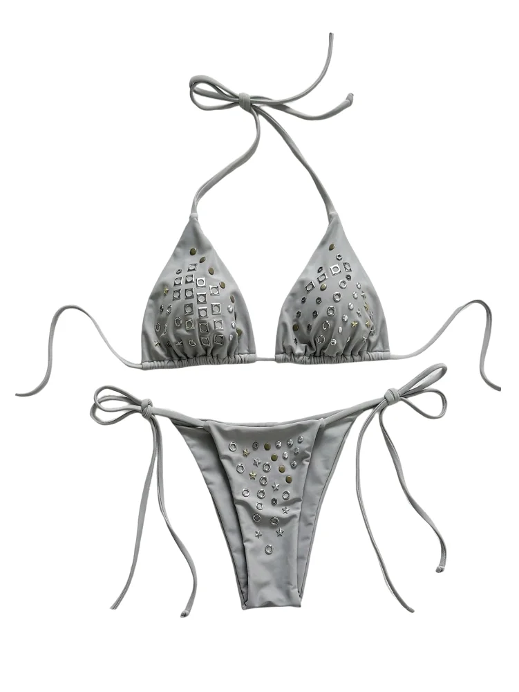 MAKEMECHIC String Studded Bikini Set