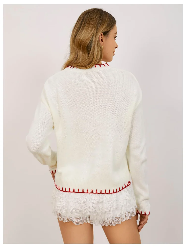 MAKEMECHIC Bow Knot Contrast Sweater, view 2