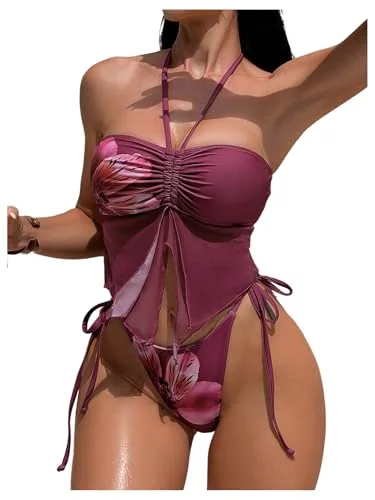 MAKEMECHIC Open Back Thong Violet Tankini