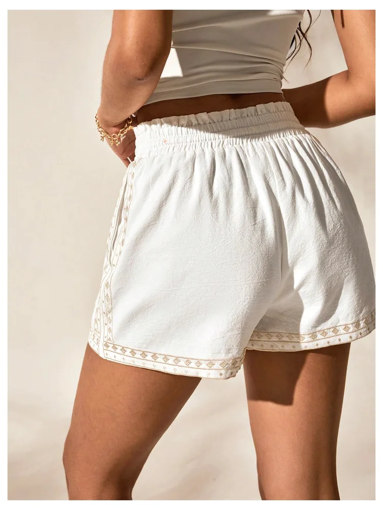 MAKEMECHIC Wide Leg Drawstring High Waist Shorts, view 2