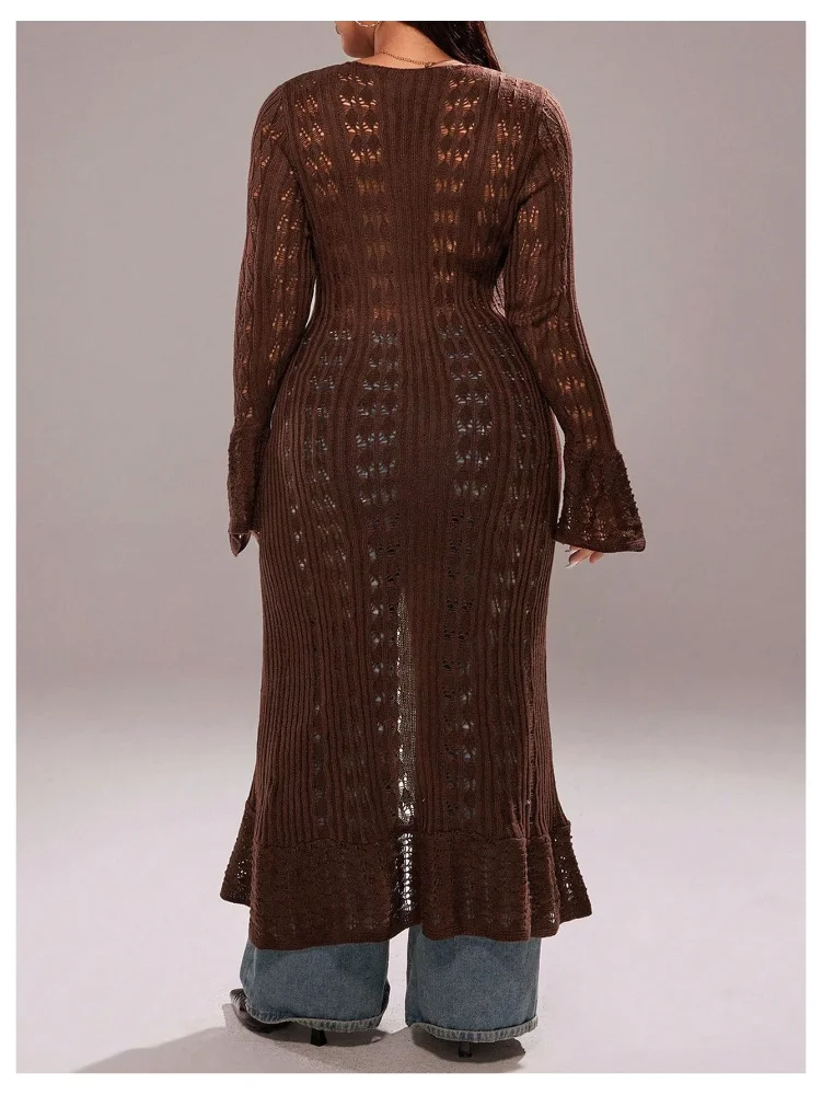 MAKEMECHIC Hollow V-Neck Knit Cardigan, view 3