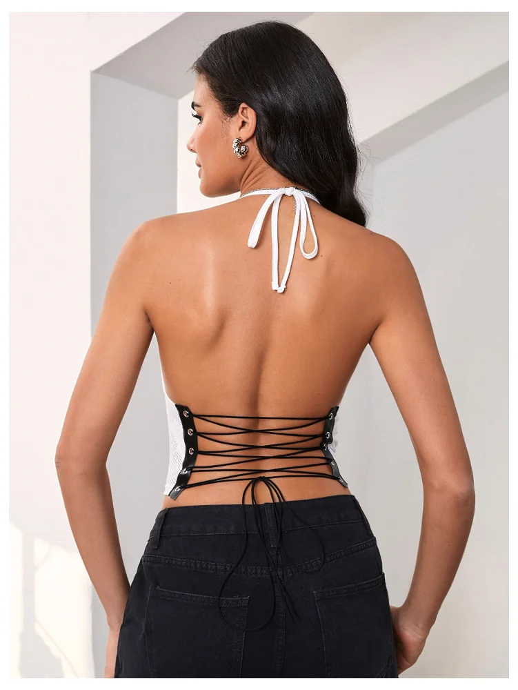 MAKEMECHIC Cropped Jersey Halter Top, view 2