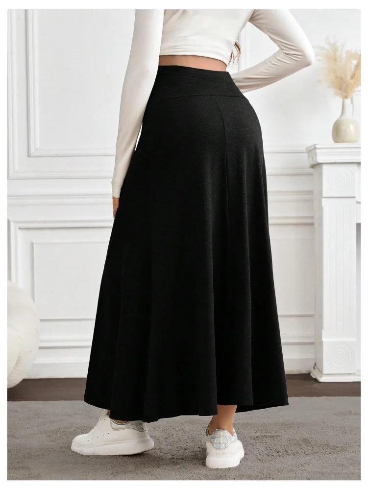 MAKEMECHIC High Waisted Long Maternity Maxi Skirt, view 3