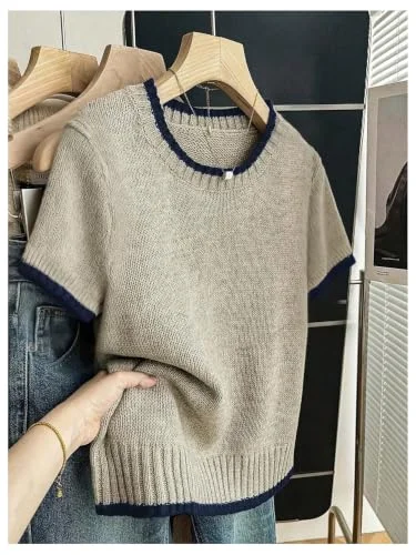 MAKEMECHIC Ringer Short Sleeve Knit Sweater, view 3