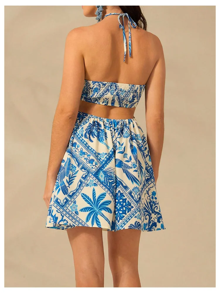 MAKEMECHIC Tropical Print Backless Mini Dress, view 2